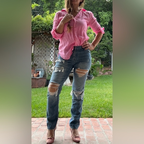 pistola Pants - Pistola‎ Womens Ripped Distressed Cuff Jeans Size 26  medium Wash